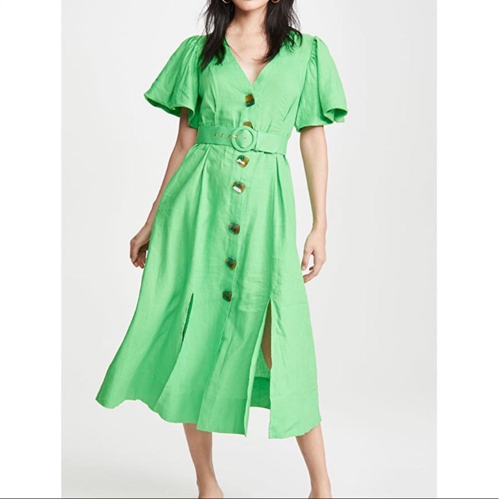 BNWT NICHOLAS Green Troy Belted Midi Dress US4